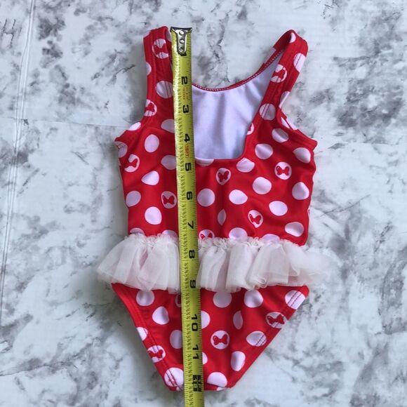 Disney Baby Minnie Mouse Red Polka Dot Tutu One Piece Bathing Suit Swimsuit - Picture 6 of 12